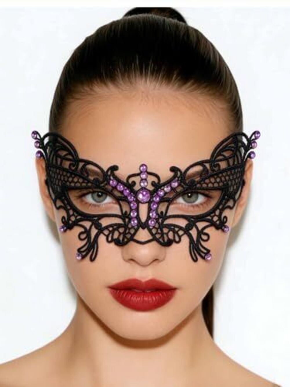 8462 Pearl Masquerade Mask Tassel Beaded Lace Mask Costume Party Colours